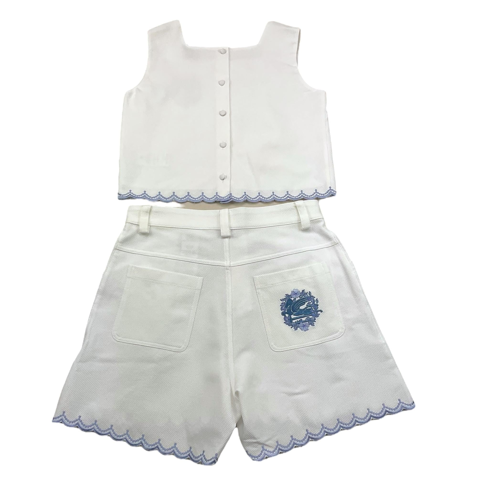 Etro Completo 2 Pezzi Top-Short Tinta Unita per Bambina GU3A40 BIANCO ETRO 