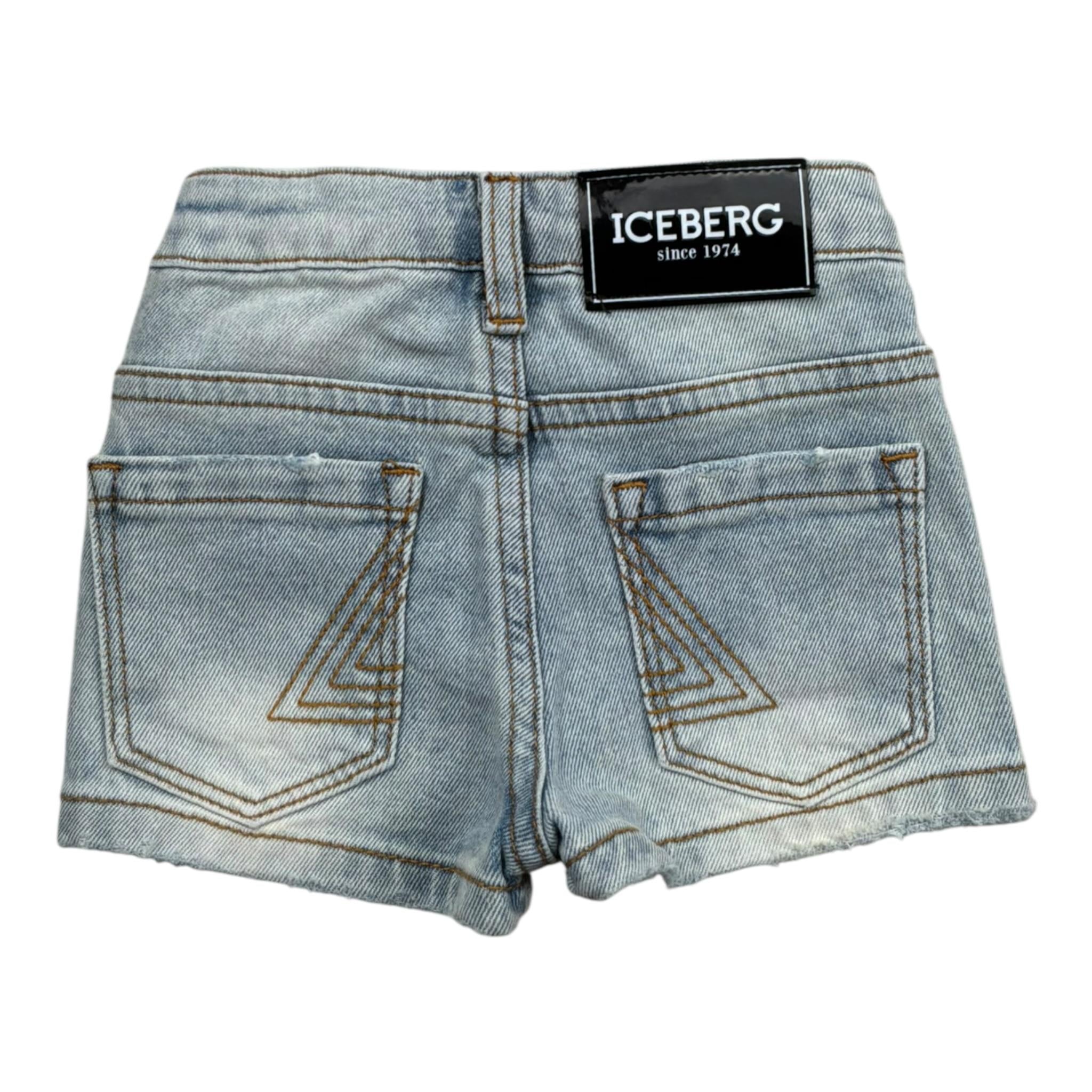 Iceberg Bermuda In Denim Tinta Unita con Girovita Regolabile per Neonato BMICE51008 AZZURRO ICEBERG 