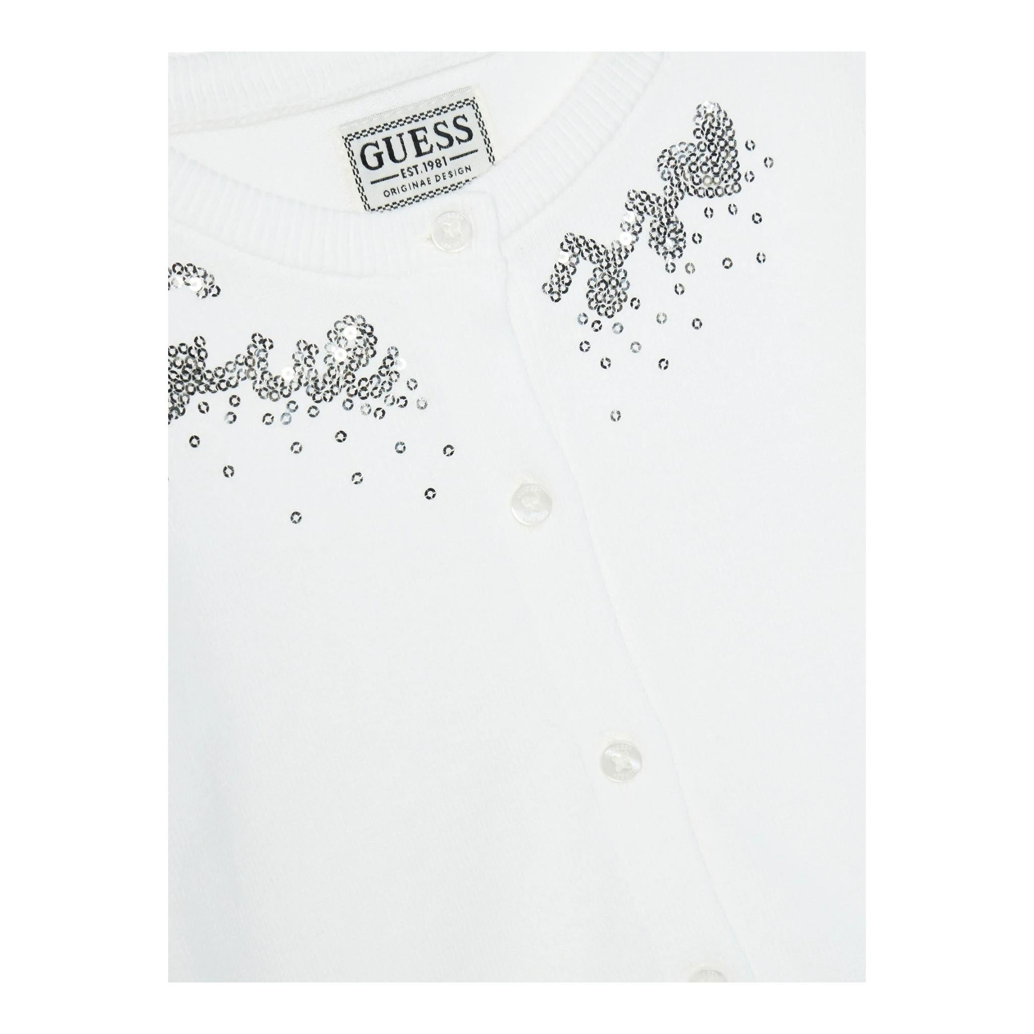 Guess Cardigan Tinta Unita con Paillettes per Neonata K5RR03Z3820 BIANCO GUESS 