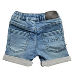 Boss Bermuda In Denim Tinta Unita Con Elastico In Vita Blu Per Neonato