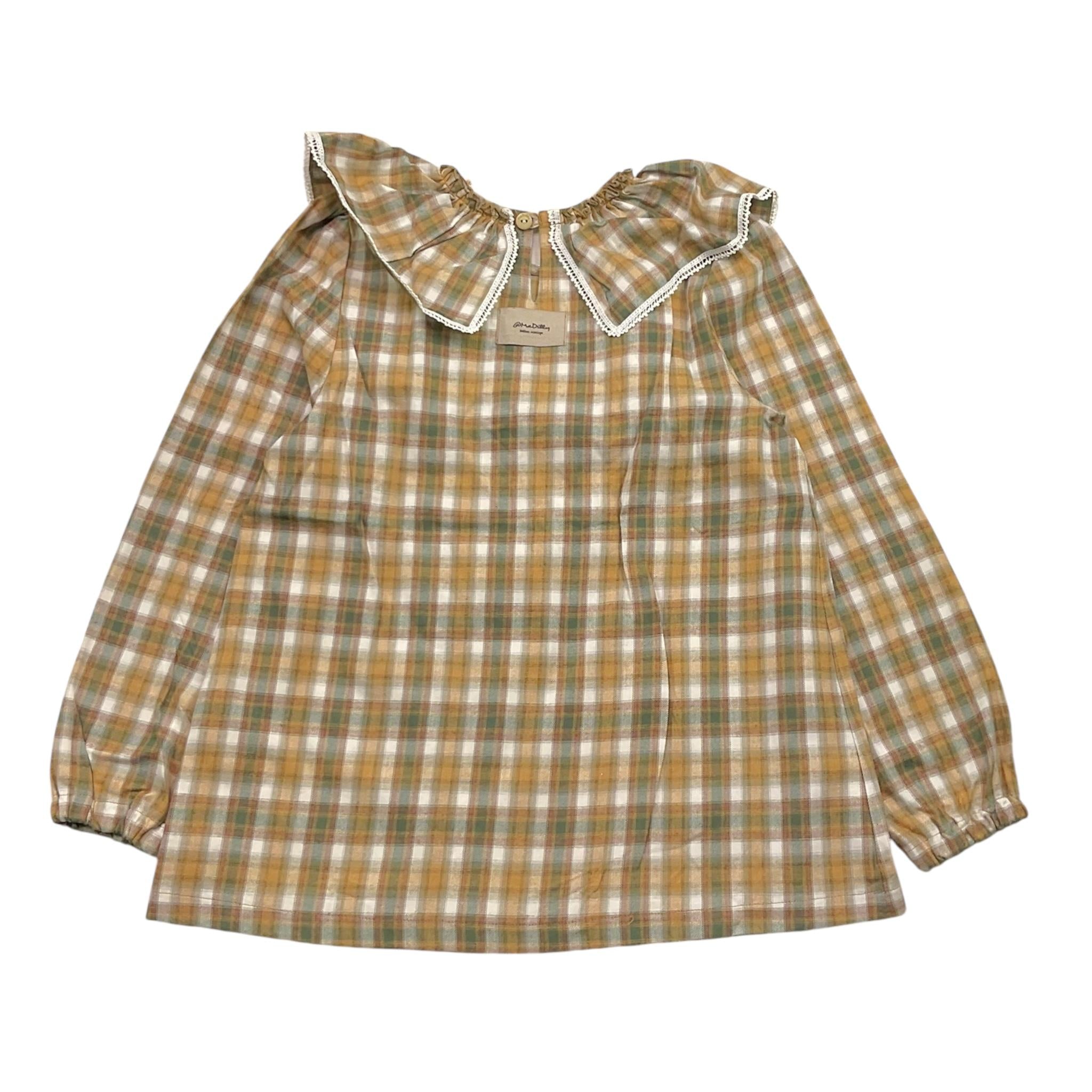 @MADILLY camicia tinta unita con fantasia a quadrettini Bianco per Bambina 01861 BIANCO @MADILLY 