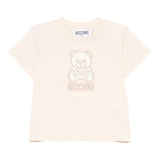 Moschino T-Shirt Girocollo Tinta Unita con Logo per Neonato MDPM047 BEIGE MOSCHINO 