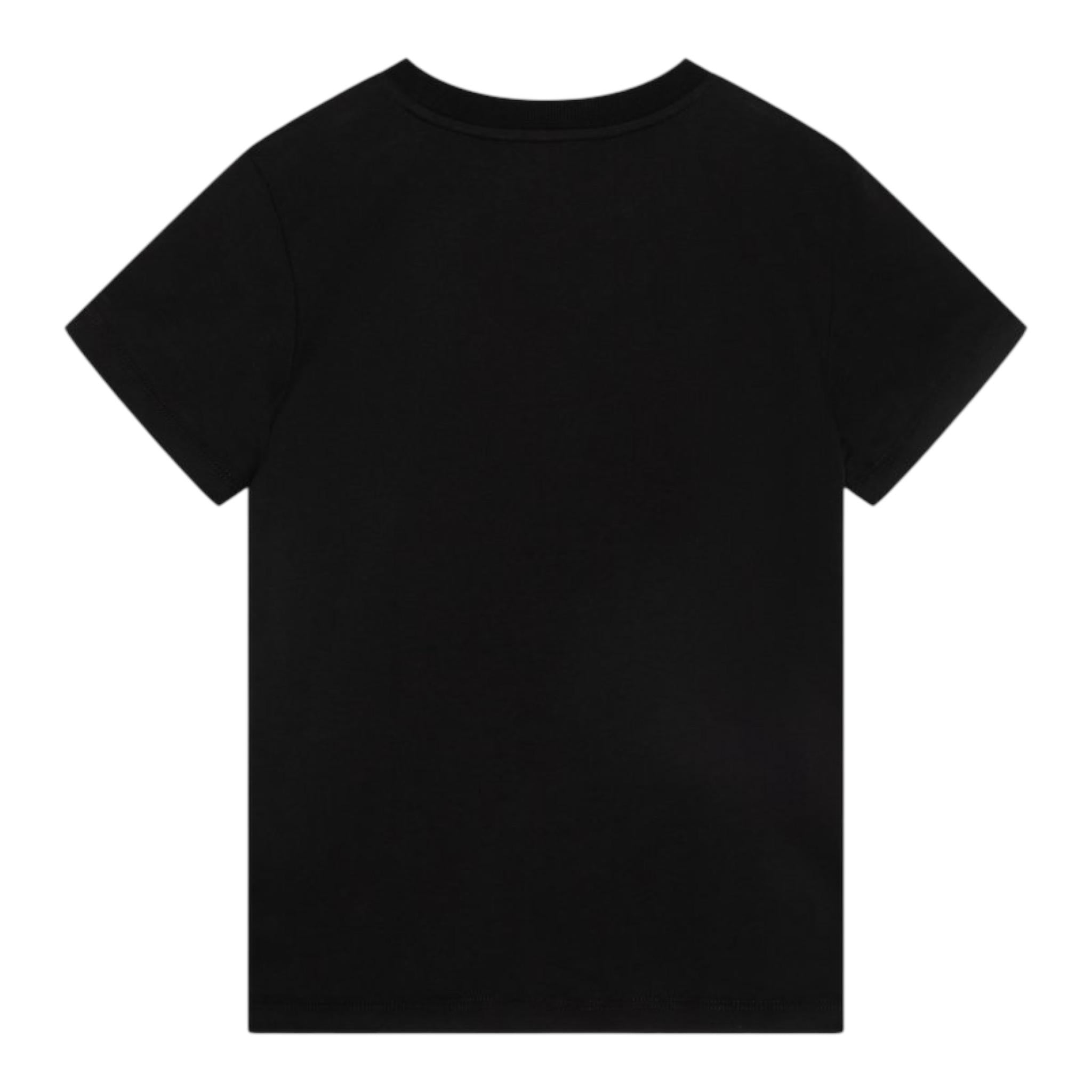 Moschino T-Shirt Girocollo tinta unita Cn Logo Nero per Bambino HXM04K NERO MOSCHINO 