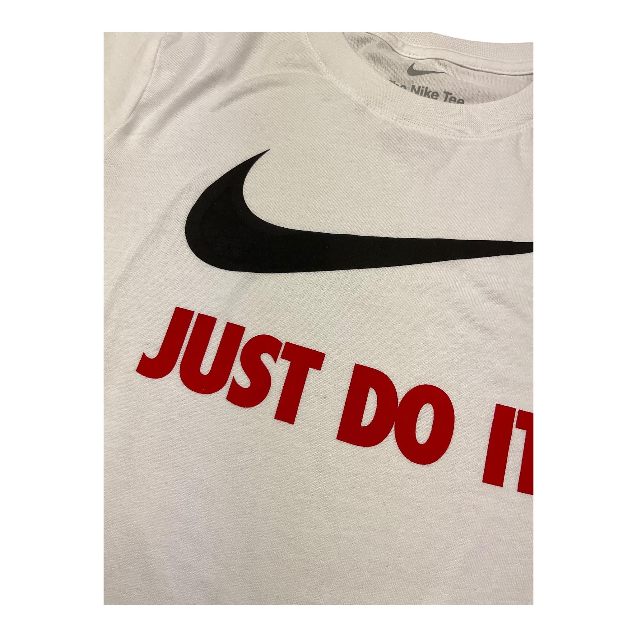 Nike T-Shirt Girocollo Tinta Unita con Logo per Bambino 8U9461 BIANCO NIKE 