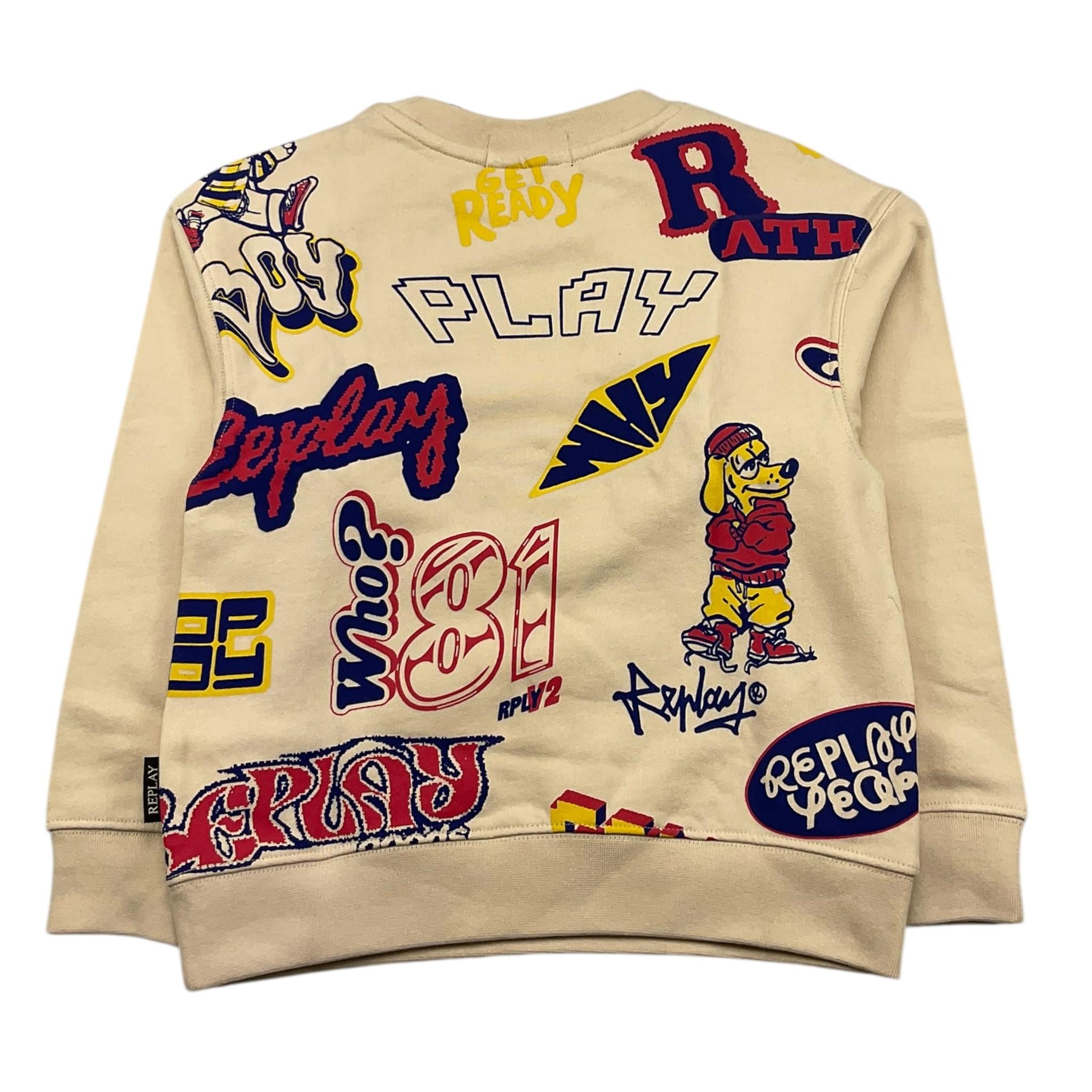 REPLAY felpa chiusa girocollo tinta unita con logo Panna per Bambino SB2067 PANNA REPLAY 