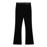 Calvin Klein Pantalone Modello Zampa Tinta Unita con Elastico In Vita Logato Nero per Bambina