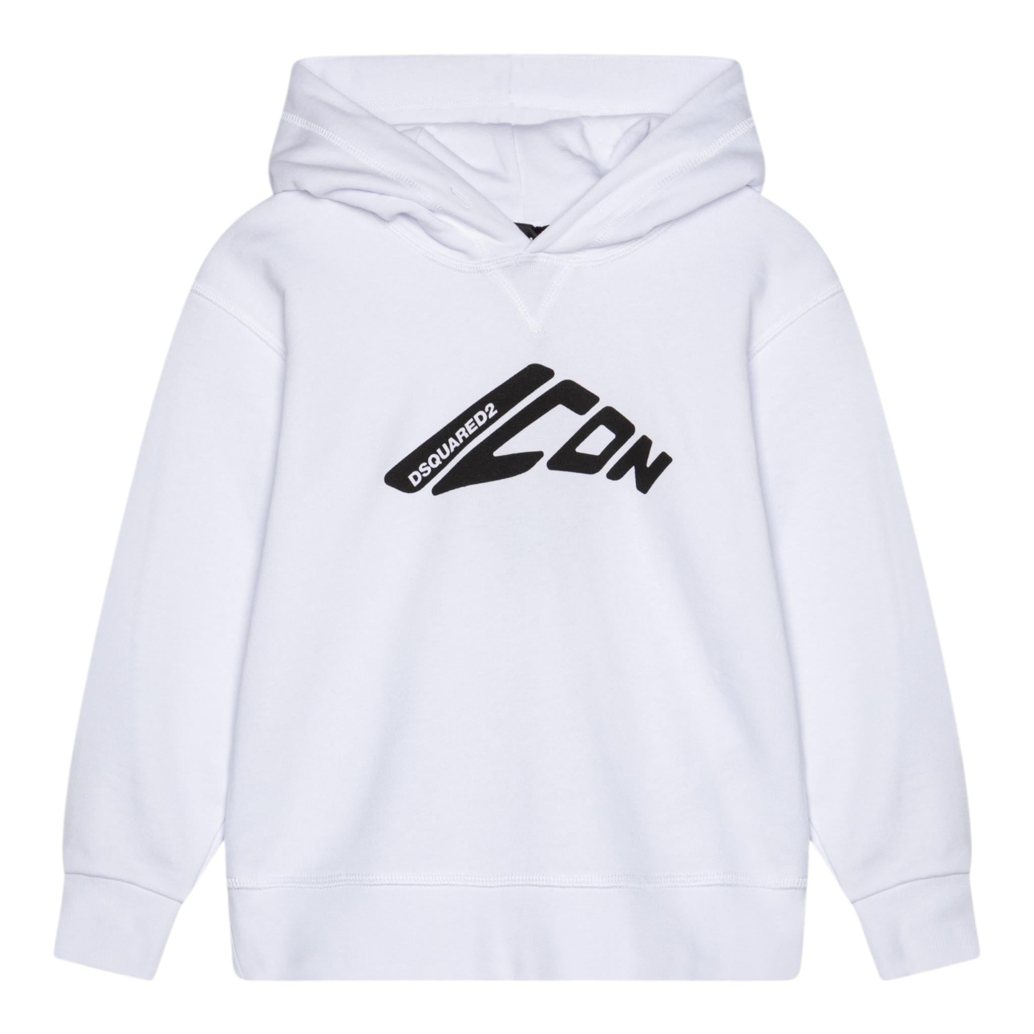 Dsquared2 Felpa Chiusa con Cappuccio Tinta Unita con Logo per Bambino DQ2940 BIANCO DSQUARED2 