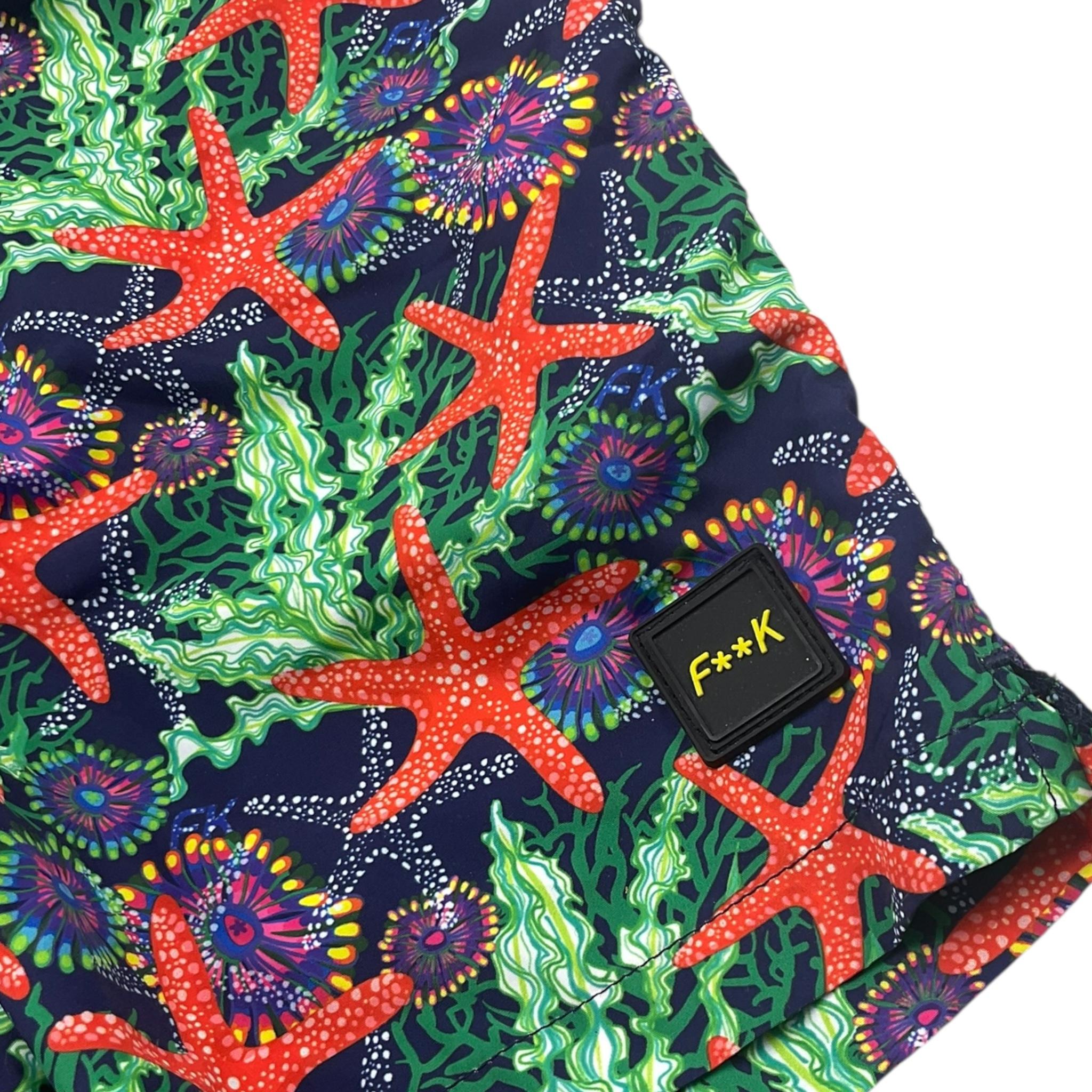 F**K Costume Modello Boxer Tinta Unita con Stampa per Bambino FHRR BLU F**K 