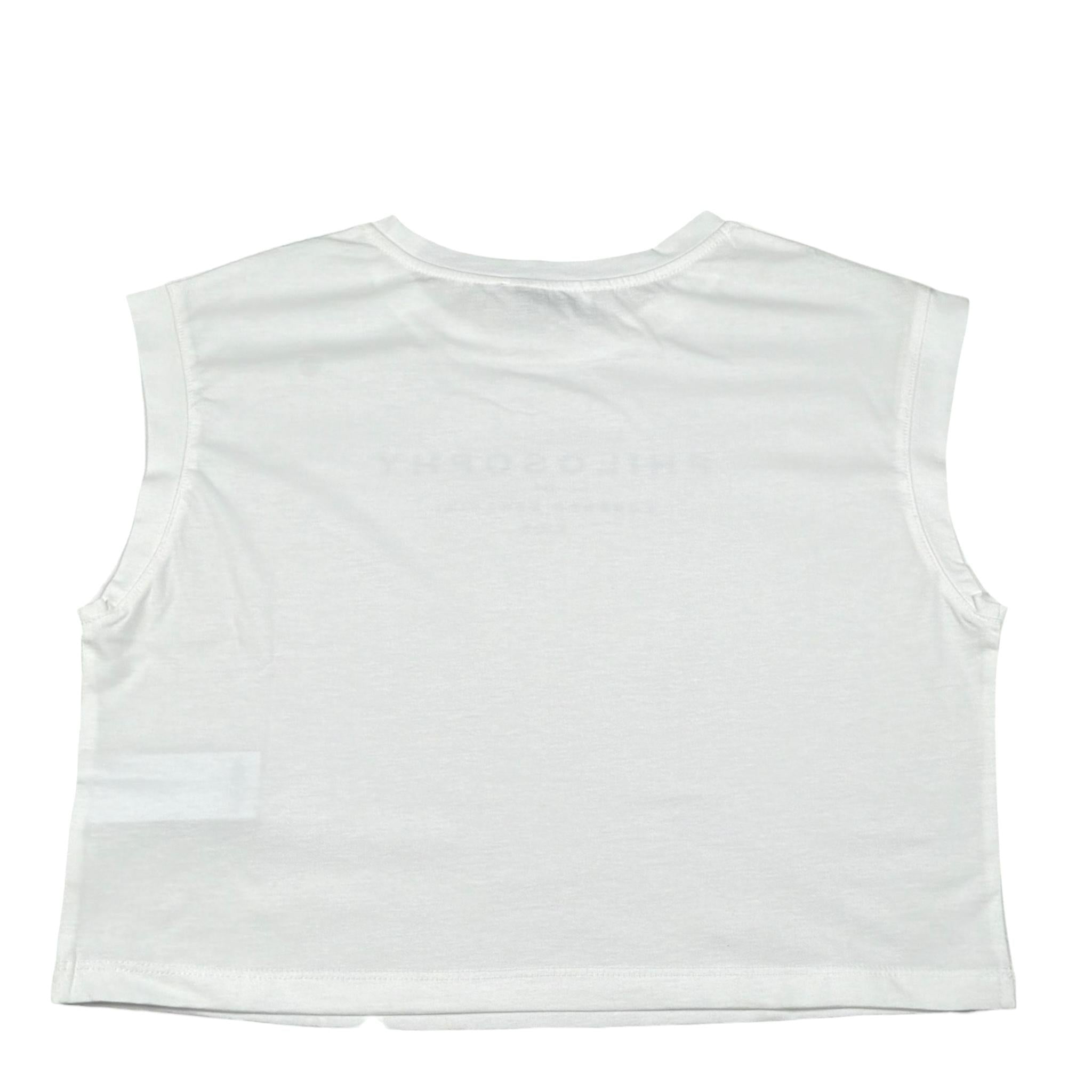 Philosophy Canotta Girocollo Tinta Unita con Logo per Bambina I1E603X BIANCO PHILOSOPHY 
