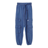 Liu Jo Pantlone Tinta Unita Effetto Denim Con Elastico In Vita Blu Per Bambina