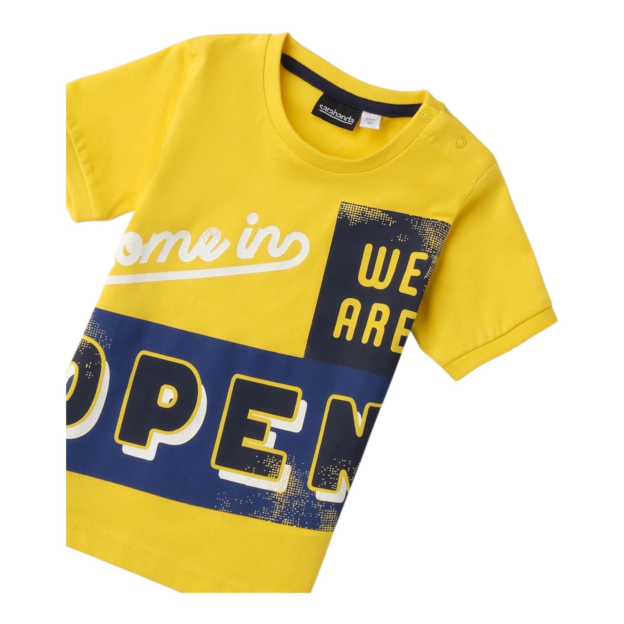Sarabanda T-Shirt Tinta Unita con Stampa per Neonato 0B114 GIALLO SARABANDA 