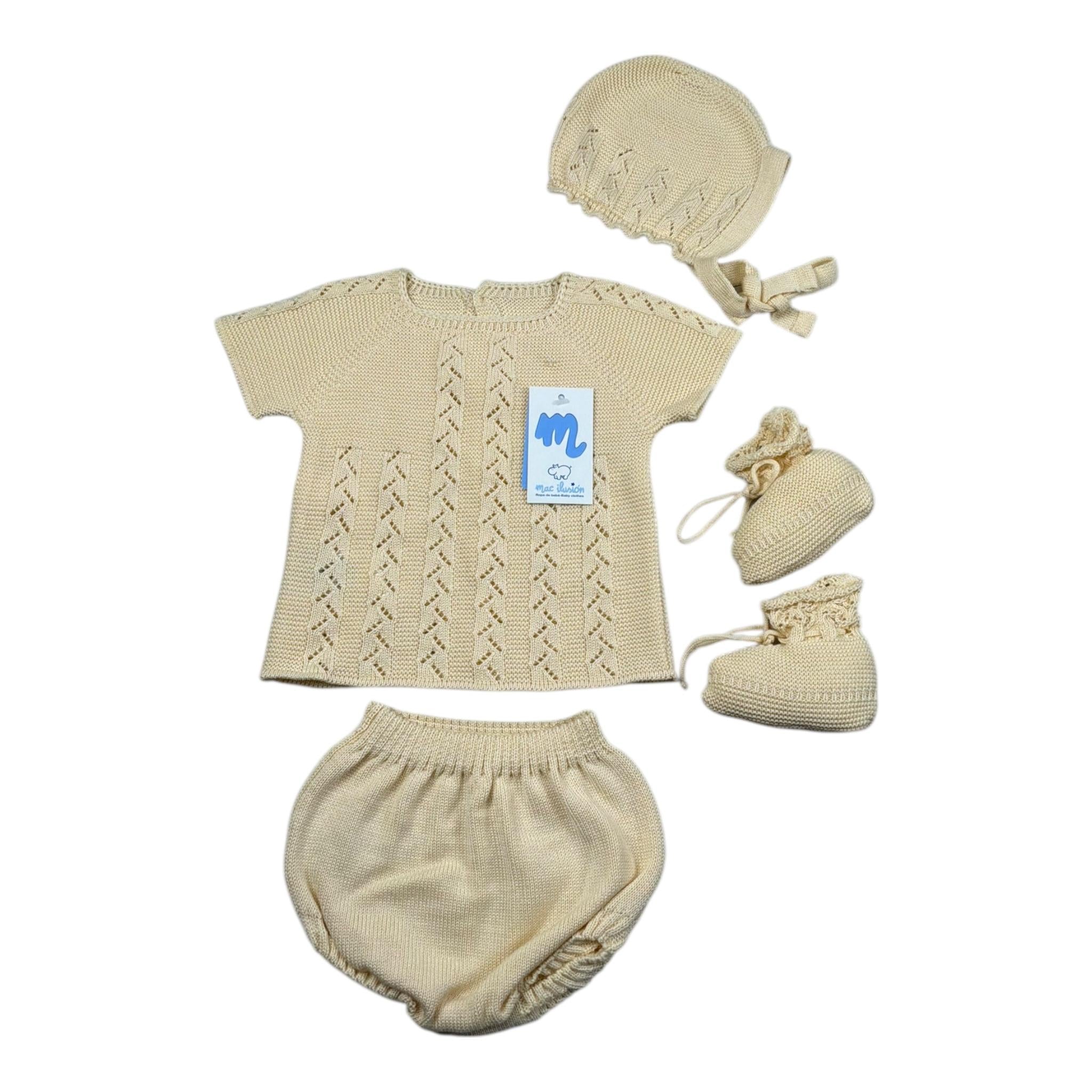 Mac Ilusio'N Completo 4 Pezzi Maglia-Coulotte-Cappello-Babbucce per Neonata 9633 GIALLO MAC ILUSIO'N 