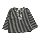 Dou Dou Camicia Manica Lunga Tinta Unita Con Ricami Grigio Per Neonata