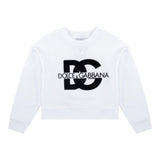 DOLCE & GABBANA felpa tinta unita con logo Bianco per Bambina L5JWAC BIANCO DOLCE & GABBANA 