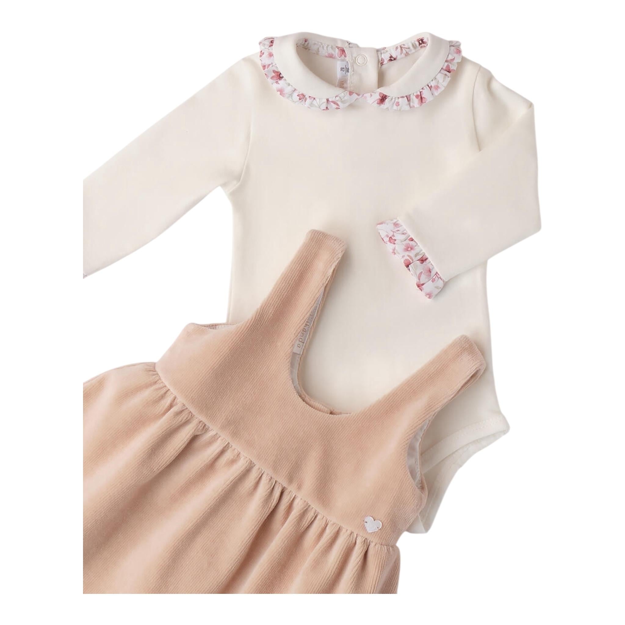 MINI BANDA completo 2pz salopette-body bicolore Bianco/beige per Neonata 3A792X BIANCO/BEIGE MINI BANDA 