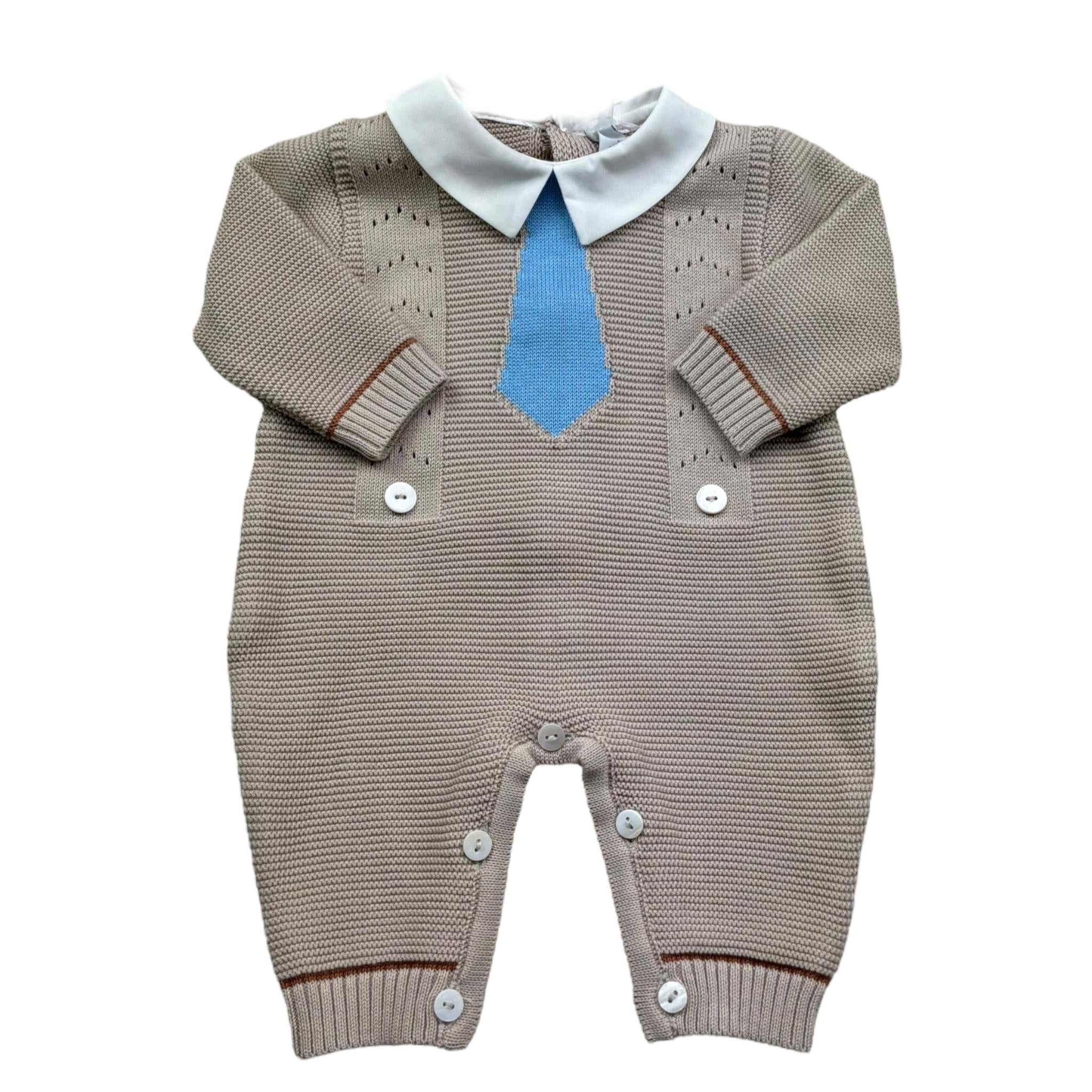 I Delfi Tutina Manica Lunga Tinta Unita con Ricami per Neonato 25P5410 BEIGE I DELFI 