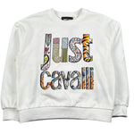 Just Cavalli Felpa Chiusa Girocollo Tinta Unita con Stampa per Bambino JBP26068FE BIANCO JUST CAVALLI 