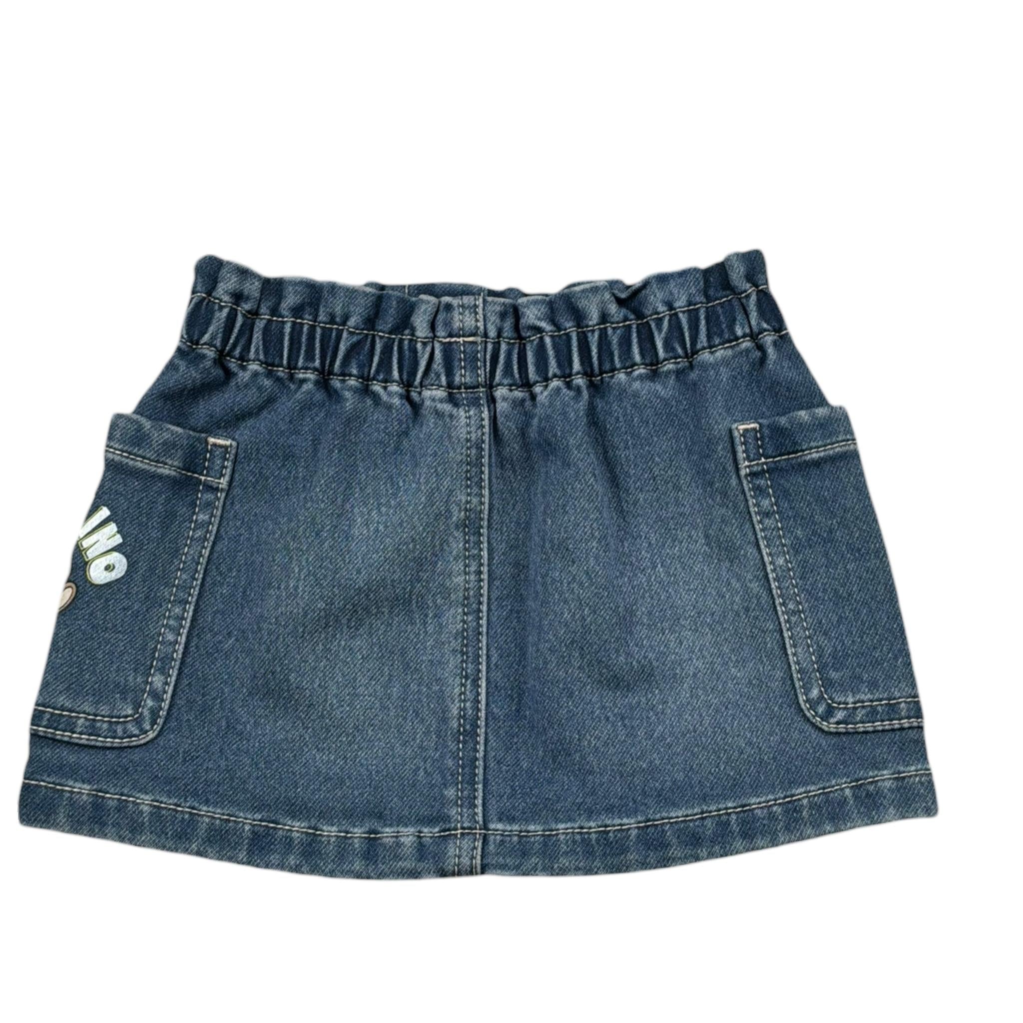 Moschino Gonna Tinta Unita In Denim per Neonata MAJ019 BLU MOSCHINO 