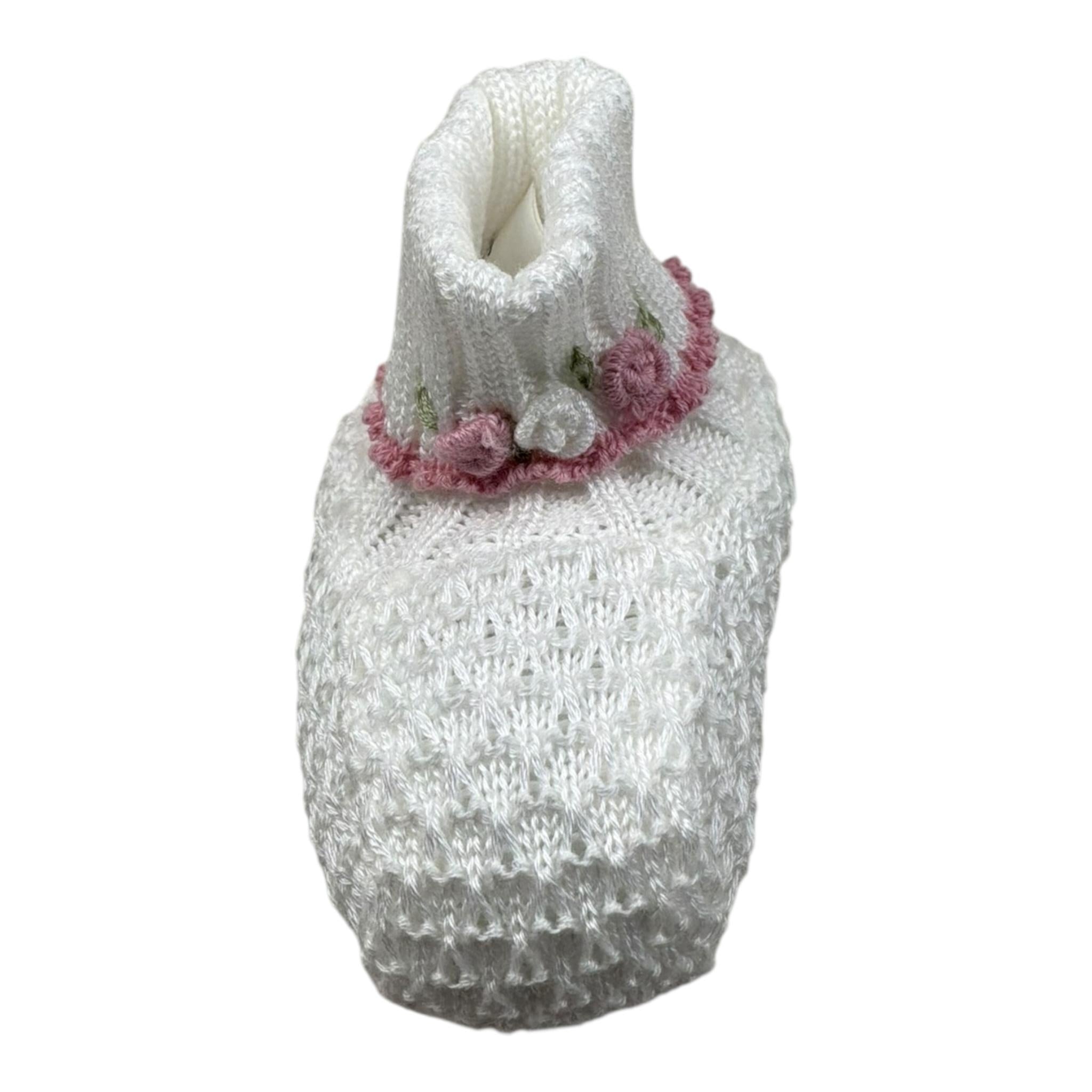 Marlu' Babbucce Tinta Unita con Applicazione per Neonata EB24S BIANCO MARLU' 