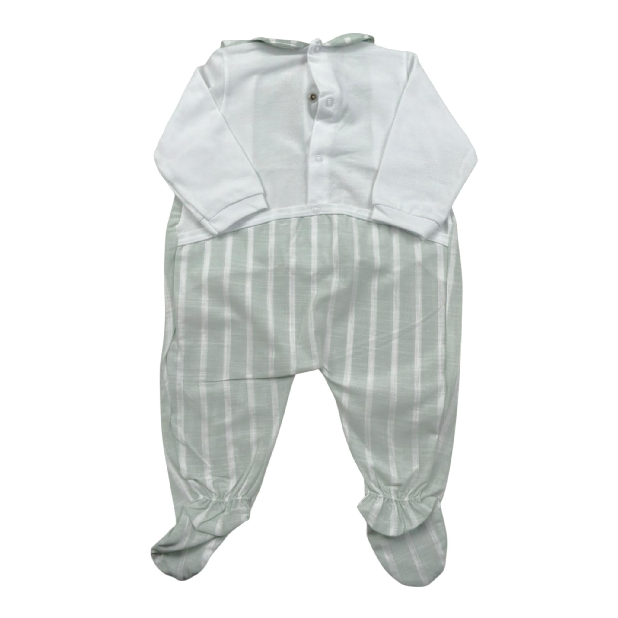 Babyvip Tutina Bicolore con Fantasia A Righe per Neonata T2859 BIANCO/VERDE BABYVIP 