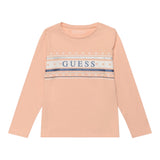 Guess Shirt Girocollo Tinta Unita con Logo per Neonata K5RI04K6YW4 ROSA GUESS 