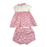 Versace Set Abito Bicolore-Coulotte Bianco/Rosa Per Neonata