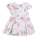 Monnalisa Abito Mezza Manica Tinta Unita con Stampe Rose per Neonata 31A909 BIANCO MONNALISA 