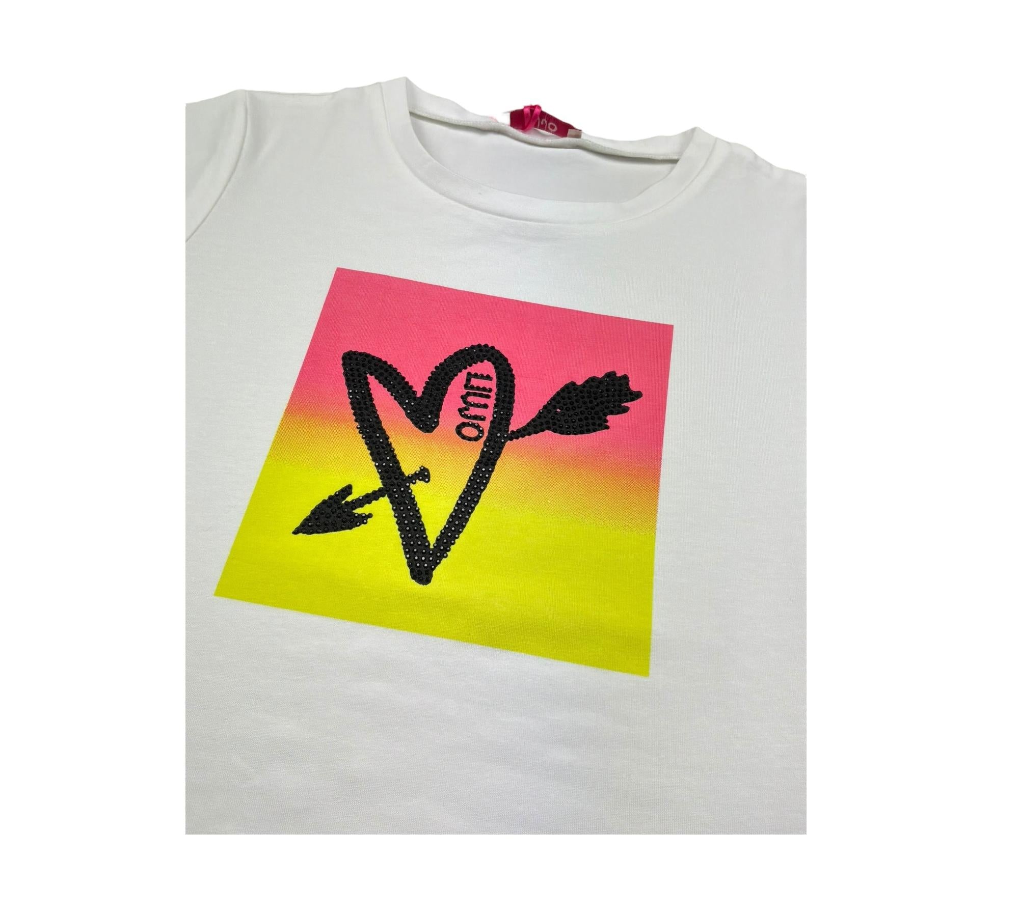 Liu Jo T-Shirt Girocollo Tinta Unita con Logo per Bambina GA5020 BIANCO LIU JO 