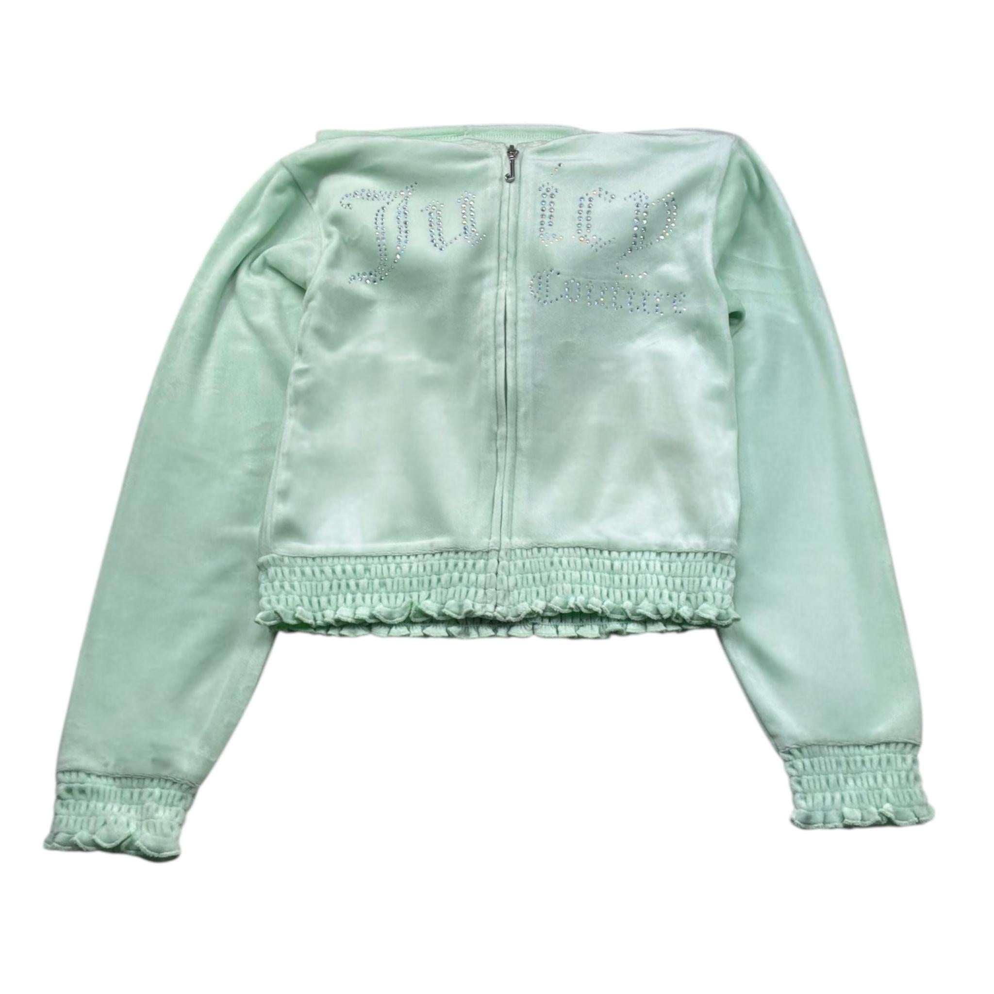 Juicy Couture Felpa Tinta Unita con Zip E Cappuccio per Bambina JBX6685 VERDE ACQUA JUICY COUTURE 