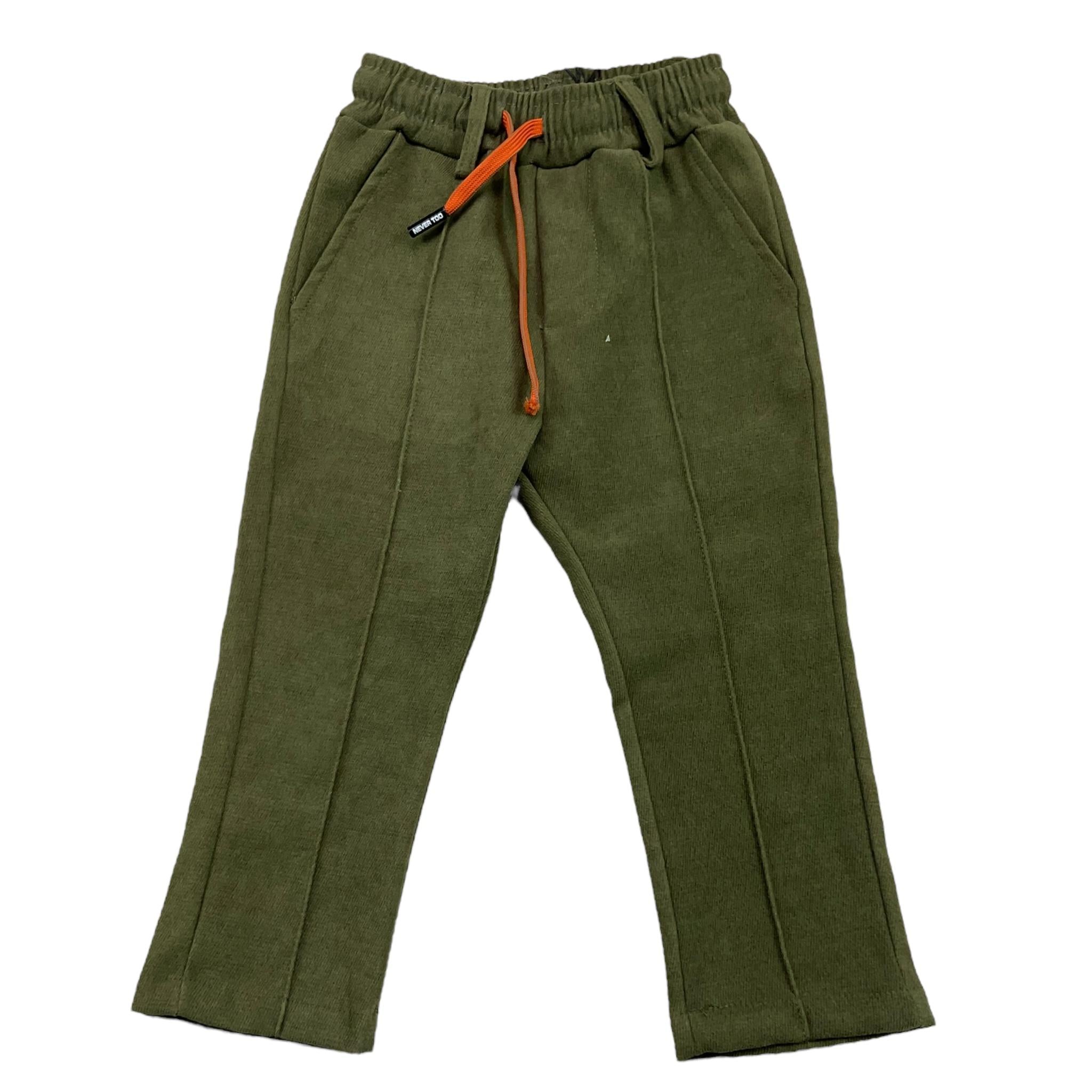 NEVER TOO pantalone tinta unita cn elastico in vita Verde per Neonato NT2153N VERDE NEVER TOO 