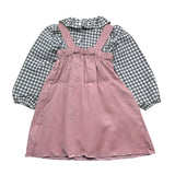 CALAMARO completo 2pz salopette-camicia tricolore fantasia a quadri Rosa per Bambina 21272 ROSA CALAMARO 