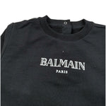 Balmain Felpa Chiusa Girocollo tinta unita con Logo Nero per Bambino BV4560X NERO BALMAIN 
