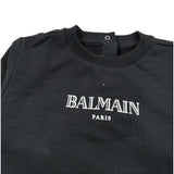 Balmain Felpa Chiusa Girocollo tinta unita con Logo Nero per Bambino BV4560X NERO BALMAIN 