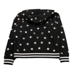 MONNALISA felpa cn zip e cappuccio tinta unita con stampe stelle Nero per Bambina 660802 NERO MONNALISA 