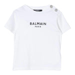 Balmain T-Shirt Girocollo Tinta Unita con Stampa per Neonata BU8501 BIANCO BALMAIN 