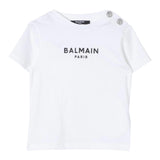 Balmain T-Shirt Girocollo Tinta Unita con Stampa per Neonata BU8501 BIANCO BALMAIN 