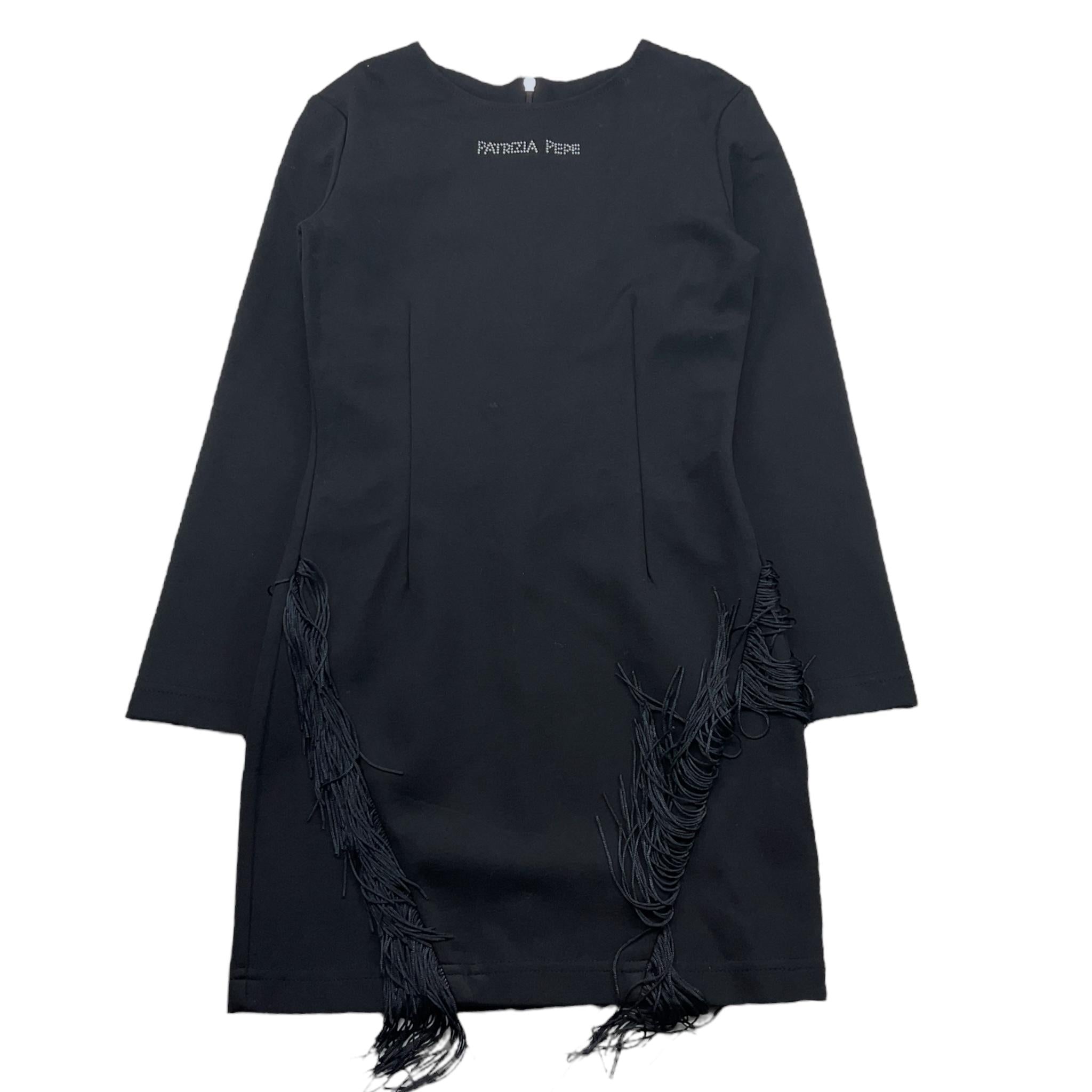 PATRIZIA PEPE abito manica lunga tinta unita con frange Nero per Bambina 7A0515 NERO PATRIZIA PEPE 
