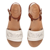 Chloe' Sandalo Tinta Unita Con Fibbia E Logo Marrone Per Bambina