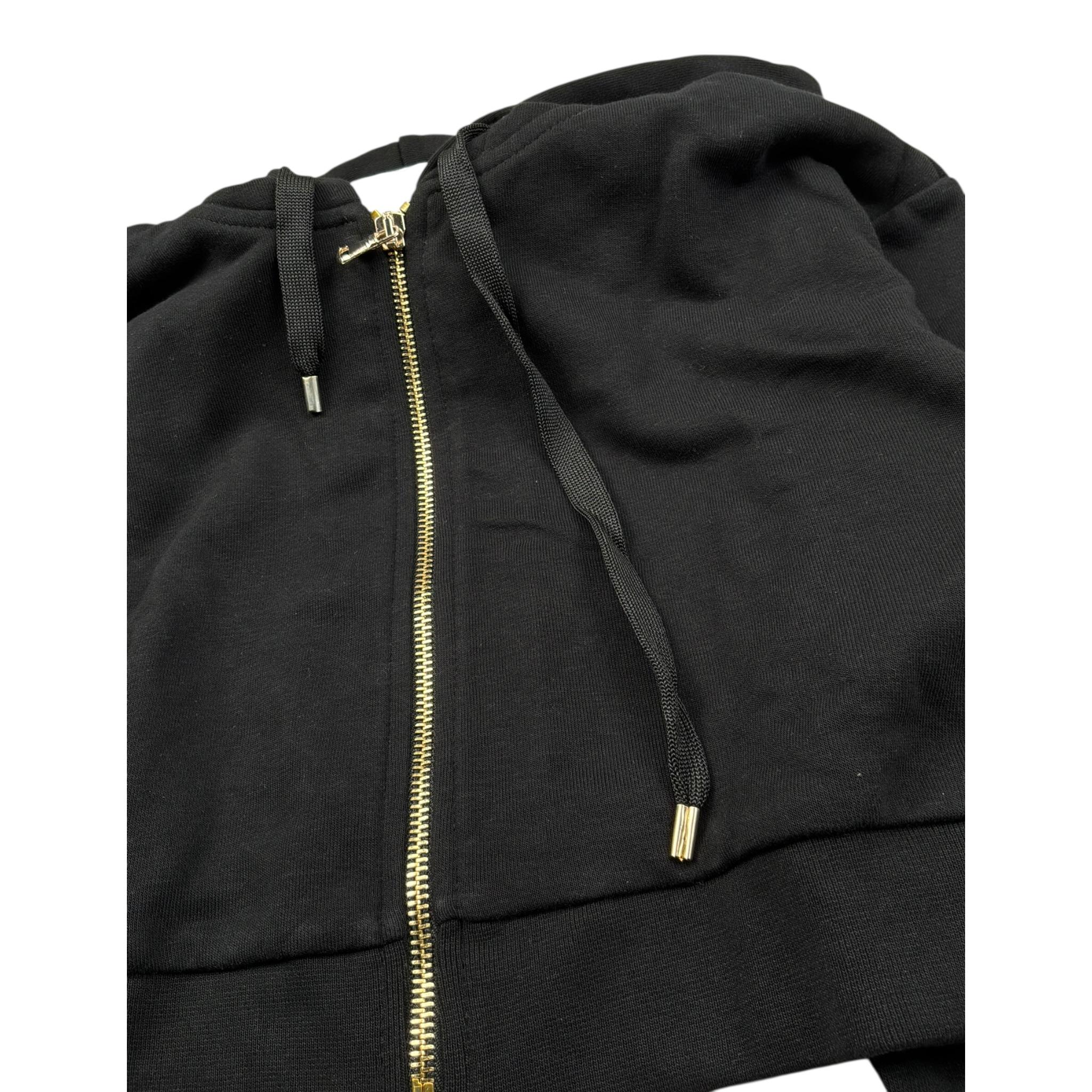 Lu Lu By Miss Grant Felpa tinta unita con Zip E Cappuccio Nero per Bambina LL3149 NERO LU LU BY MISS GRANT 
