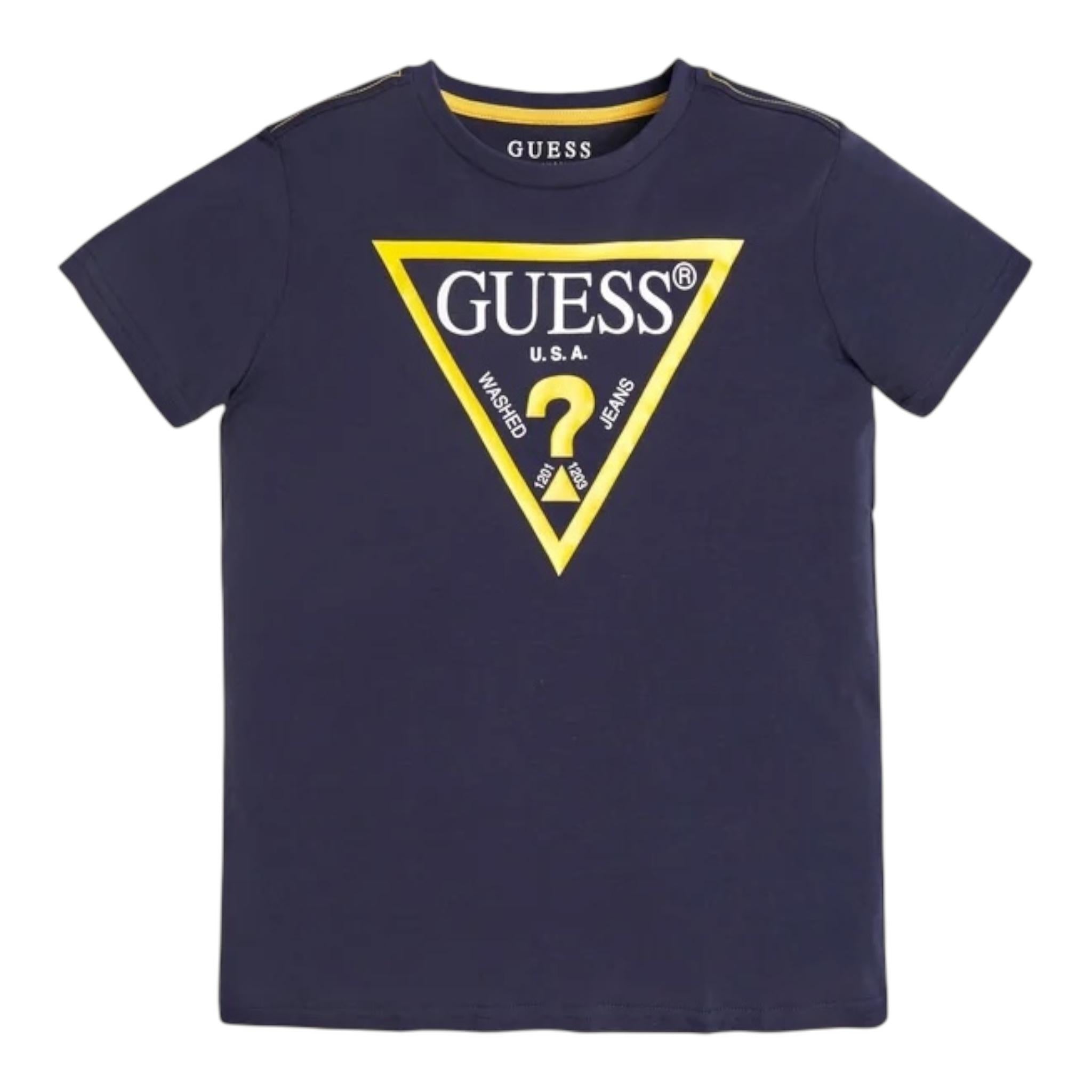 Guess T-Shirt Tinta Unita con Stampa per Bambino N73I55K8HM0X BLU GUESS 