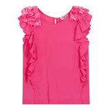 Monnalisa Camicia Giromanica Tinta Unita con Applicazioni per Bambina 175603FS ROSA FLUO MONNALISA 