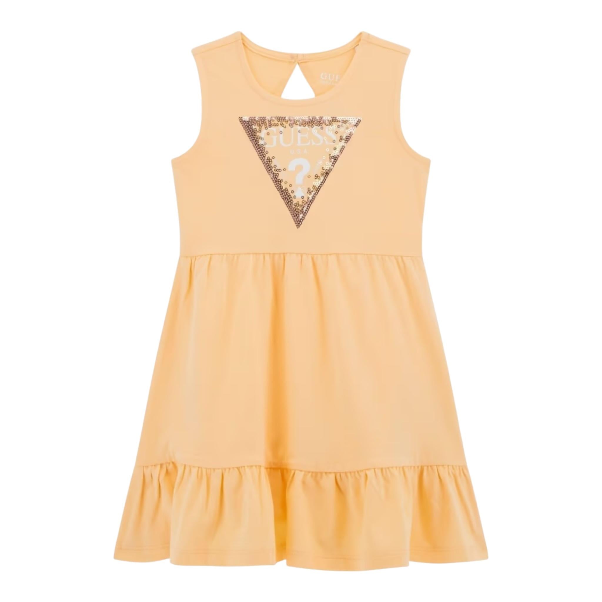 Guess Abito Giromanica Tinta Unita con Logo E Culotte per Neonata A5GK06K6YW4 ARANCIONE GUESS 