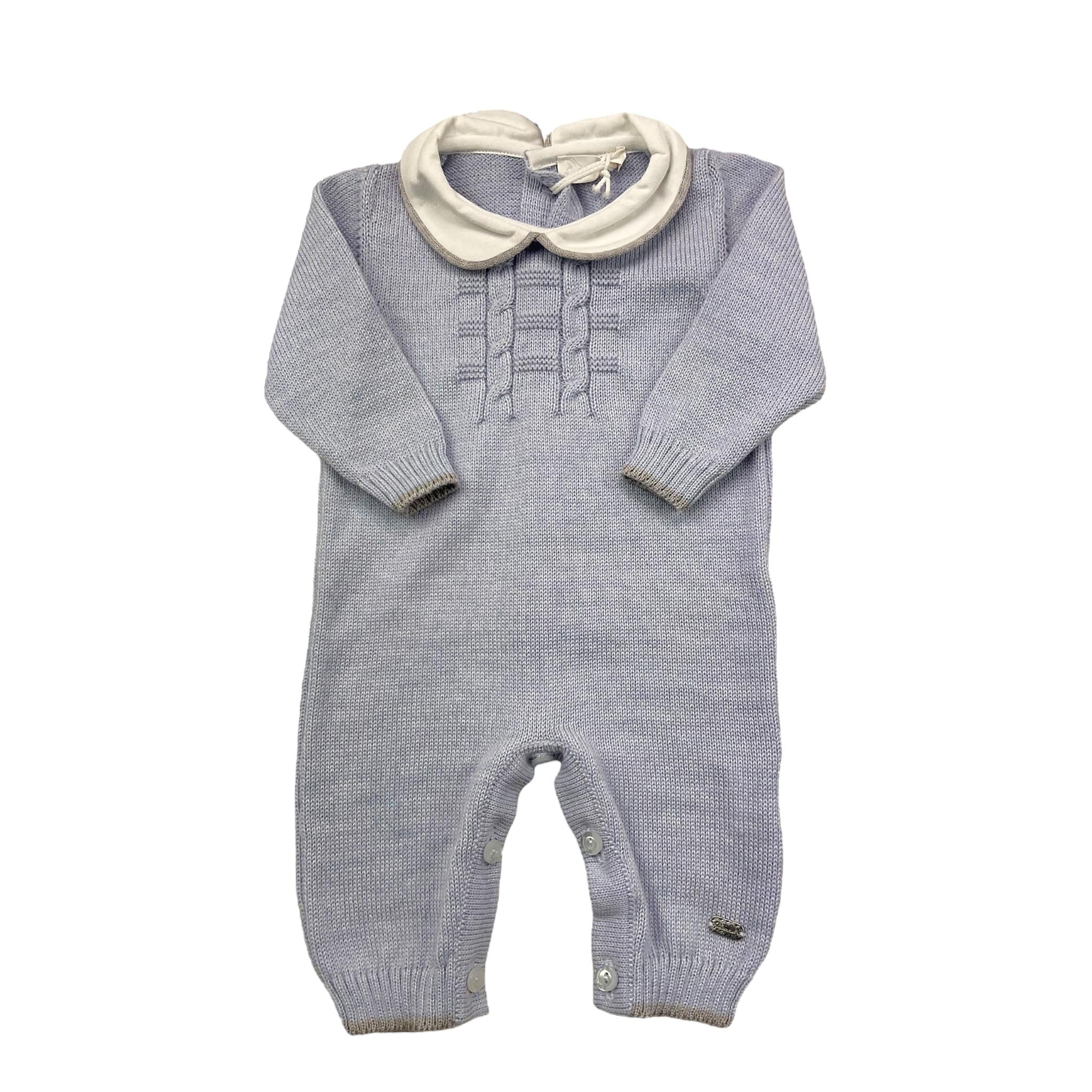 NINNAOH tutina tinta unita con colletto Azzurro per Neonato I20355T AZZURRO NINNAOH 