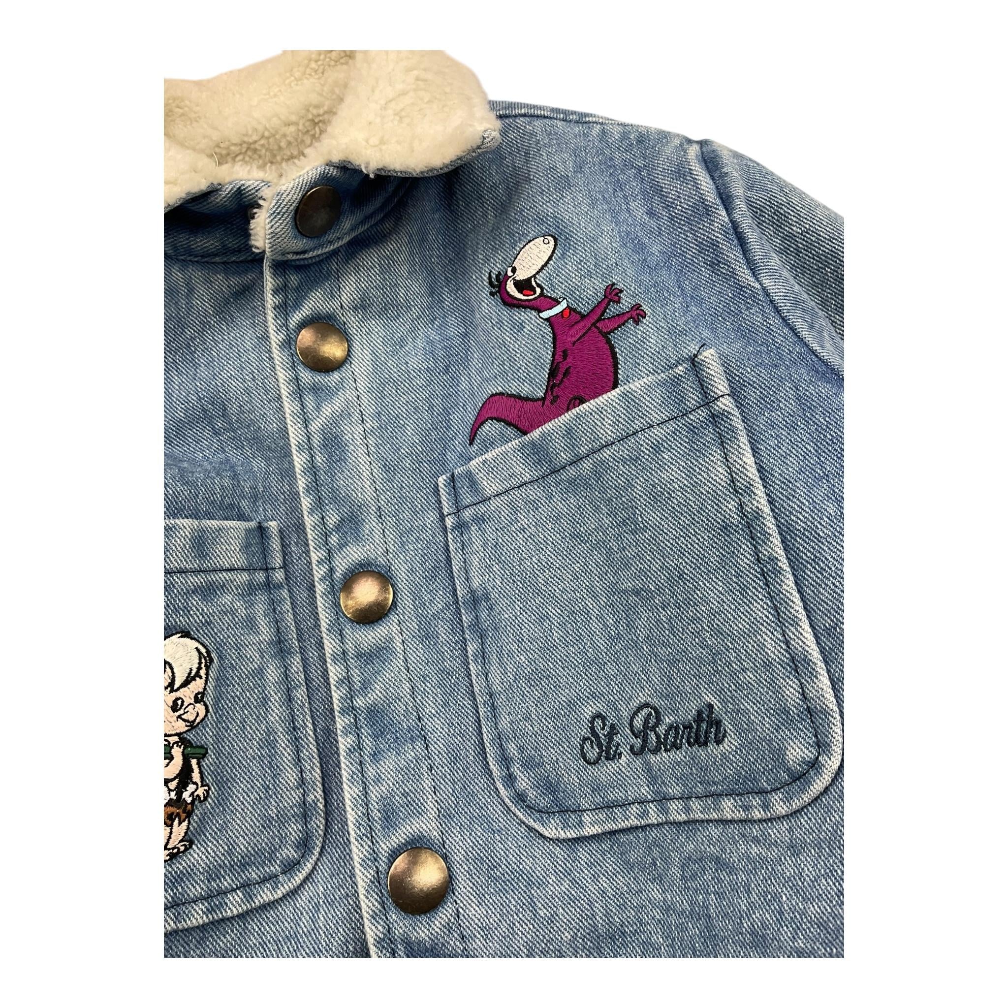 SAINT BARTH giubbino in denim tinta unita con pelliccia Azzurro per Bambina LAND005 AZZURRO SAINT BARTH 