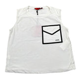 Jijil Canotta tinta unita con Stampa Bianco per Bambina JJE23TS088 BIANCO JIJIL 