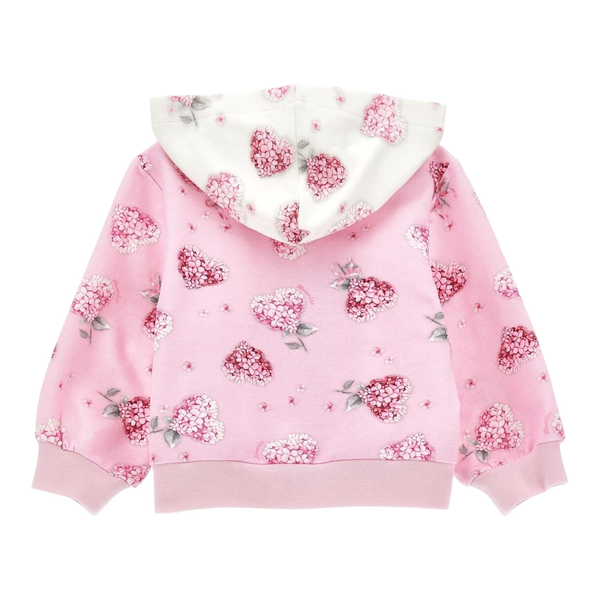 MONNALISA felpa con zip e cappuccio tinta unita cn cappuccio in contrasto Rosa per Neonata 39D800 ROSA MONNALISA 