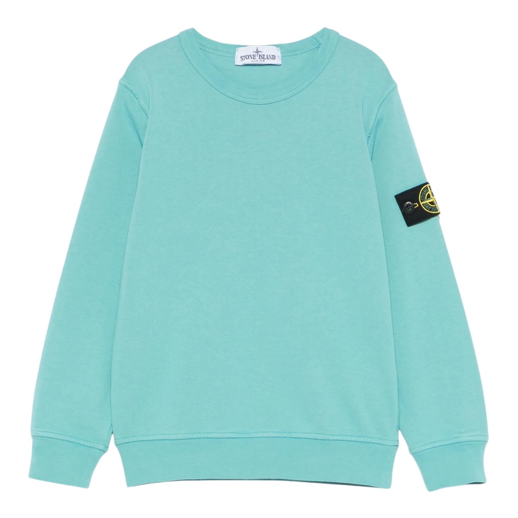 Stone Island Felpa Chiusa Girocollo Tinta Unita per Neonato K1S166100011 AZZURRO STONE ISLAND 