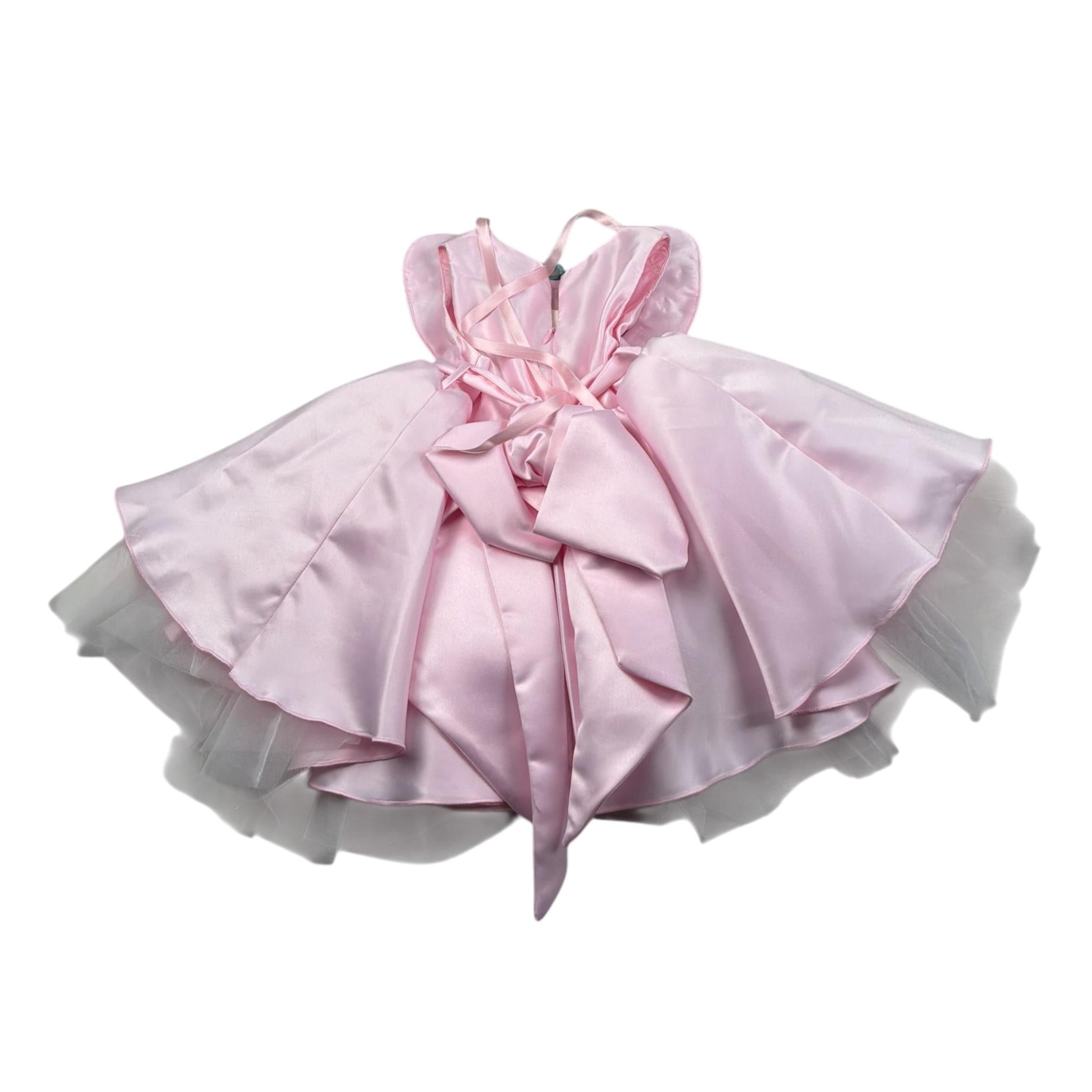 A' La Page Abito Giromanica Tinta Unita con Colletto E Applicazioni per Bambina BETULLA ROSA A' LA PAGE 