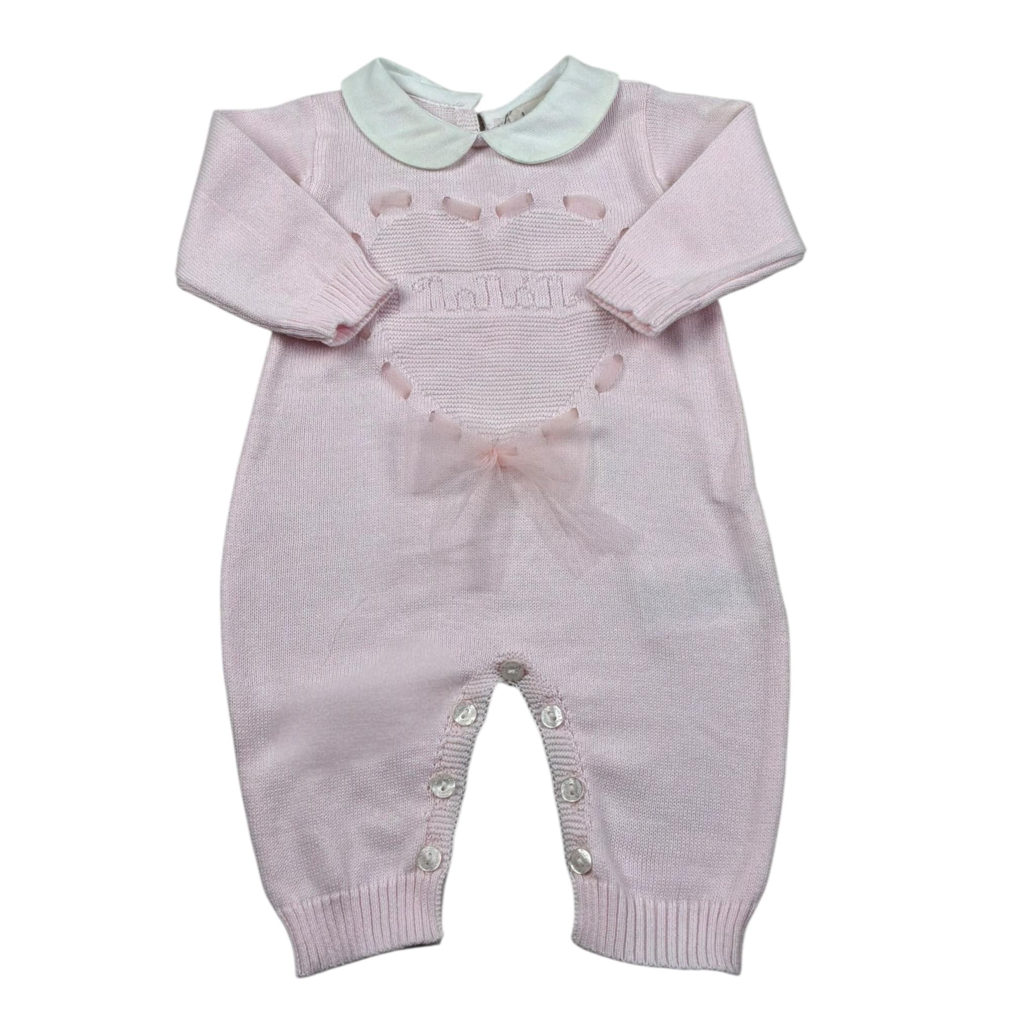 Nanan Tutina Manica Lunga Tinta Unita con Ricami per Neonata E2440201R ROSA NANAN 