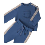 MINI BANDA completo 2pz tinta unita felpa-pantalone con profili in contrasto Blu per Neonato 3A655 BLU MINI BANDA 